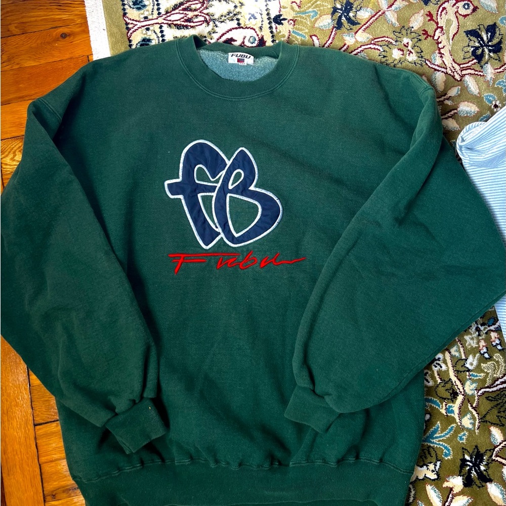 Vintage Fubu Men's Green Sweater (Size: Men’s XXL)